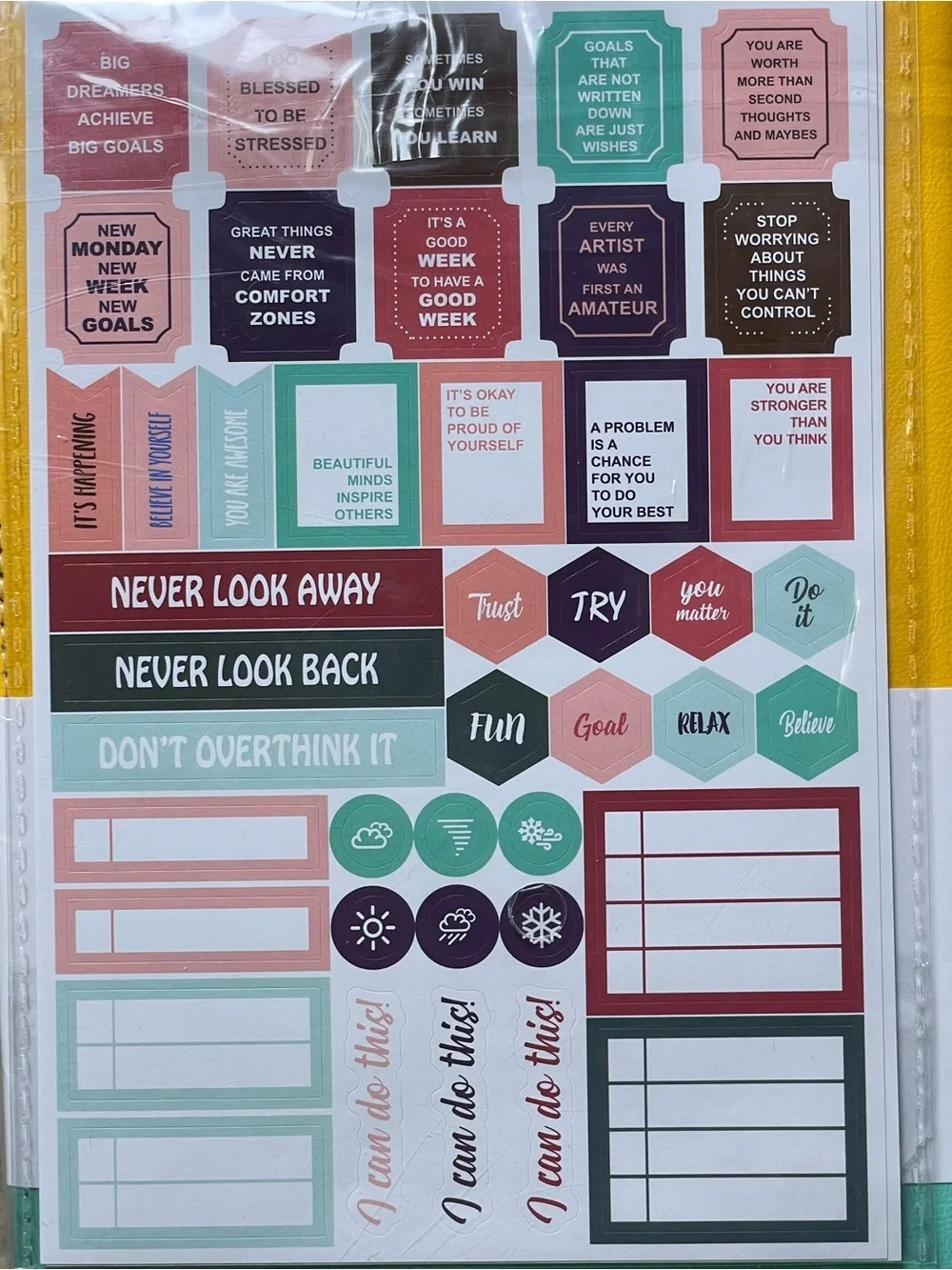 Plannity 2026 Daily & Monthly Pro Planner - Yellow and Teal Faux Leather Binder